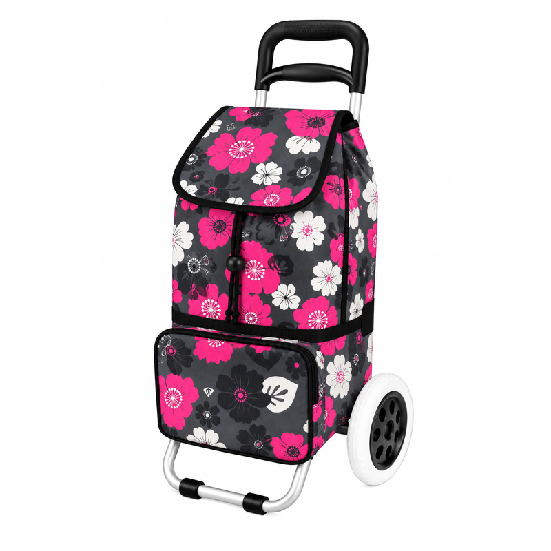 ST-02 FP Pink Flower 2 Wheeler Shopping Trolley (New) (image for) ST-02 FP Pink Flower 2 Wheeler Shopping Trolley (New)